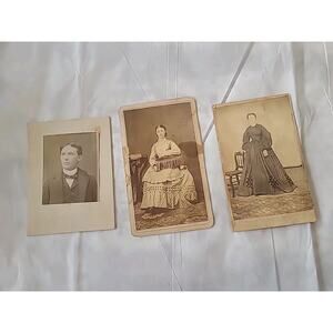 Set of 3 antique Ohio young woman man photographs black & white 2.5" x 4"